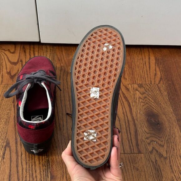 Vans Old Skool Stac Velvet Plaid Port/Black Platform sneaker Size 8.5 - Picture 5 of 5